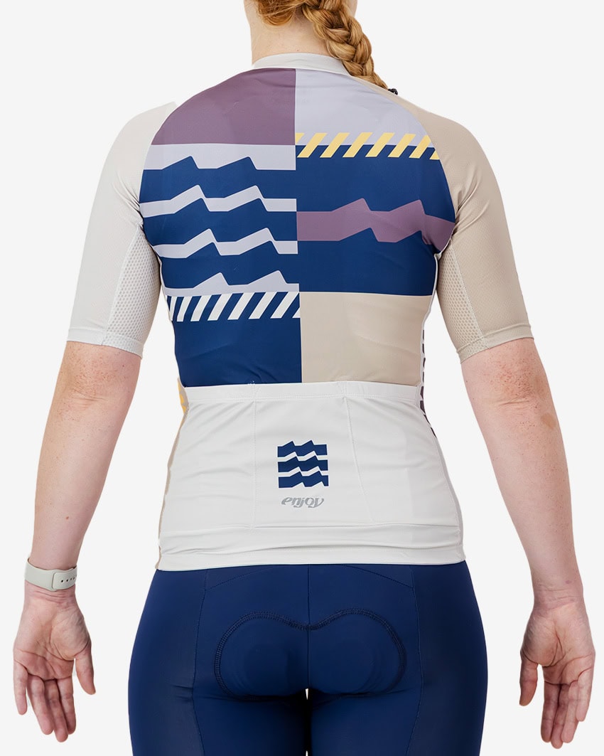 Back view of the Supremium Womens cycling jersey in the Light Geom design by Enjoy.cc
