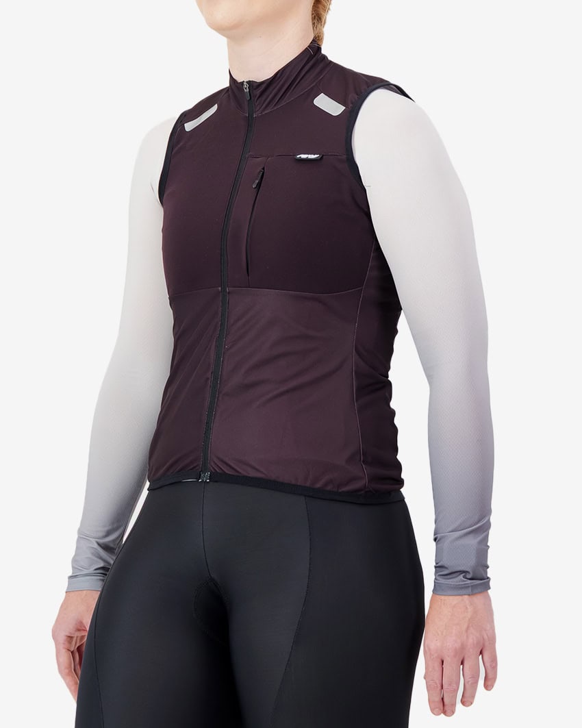 Side view of the Thermal womens cycling gilet in Petrol blue design by Enjoy.cc