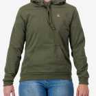 Front view of the Womens fleeced casual hoody in the Olive by Enjoy.cc