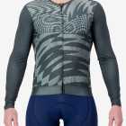 Front view of the Mens ProXision long sleeve cycling jersey in the forest warp design by Enjoy.cc