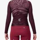 Back view of the Womens ProXision long sleeve cycling jersey in a pinotage warp design by Enjoy.cc