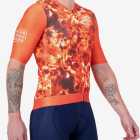 Side view of the Mens Semi Custom Proxision cycling jersey in a flame tie-dye design Enjoy.cc