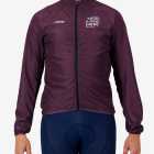 Front view of the Mens Semi Custom Atom cycling Jacket in a solid Berry colour Enjoy.cc
