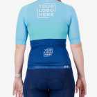 Back view of the Womens Semi Custom Octane cycling jersey in an aqua block design Enjoy.cc