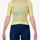 Front view of the Womens Semi Custom Proxision cycling jersey in a yellow tie-dye design Enjoy.cc