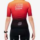 Back view of the Womens Semi Custom Supremium cycling jersey in a flame gradient design Enjoy.cc