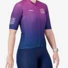 Side view of the Womens Semi Custom Supremium cycling jersey in a Purple gradient design Enjoy.cc