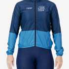 Front view of the Womens Semi Custom Atom cycling Jacket in a blue duo tone design Enjoy.cc