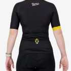 Back view of the women's Supremium cycling jersey in the 2025 Canola Roller design by Enjoy.cc