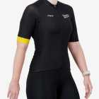 Side view of the women's Supremium cycling jersey in the 2025 Canola Roller design by Enjoy.cc