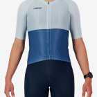 Front view of the Climber men's cycling jersey in a blue colour block design made by enjoy.cc