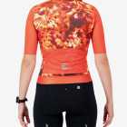 Back view of the ProXision women's cycling jersey in a flame tie-dye design made by enjoy.cc