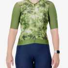 Front view of the ProXision women's cycling jersey in a olive tie-dye design made by enjoy.cc