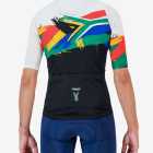 Back view of the Supremium men's cycling jersey in a Rainbow Nation design made by enjoy.cc