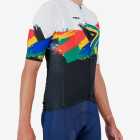 Side view of the Supremium men's cycling jersey in a Rainbow Nation design made by enjoy.cc