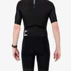 Back view of the men's sleeved triathlon suit in a minimal black design made by enjoy.cc