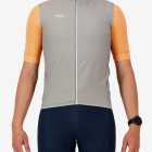 Front view of the men's winter cycling gilet in a putty design made by enjoy.cc