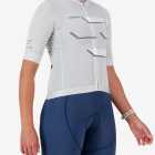 Side view of the Octane women's cycling jersey in a grey chevron design made by enjoy.cc