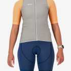 Front view of the women's winter cycling gilet in a putty design made by enjoy.cc