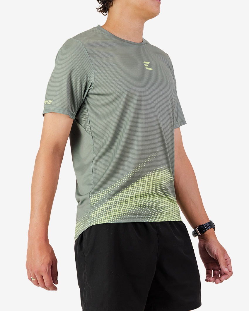Side view of the Enjoy men's Activ Tee in Green made by Enjoy.cc
