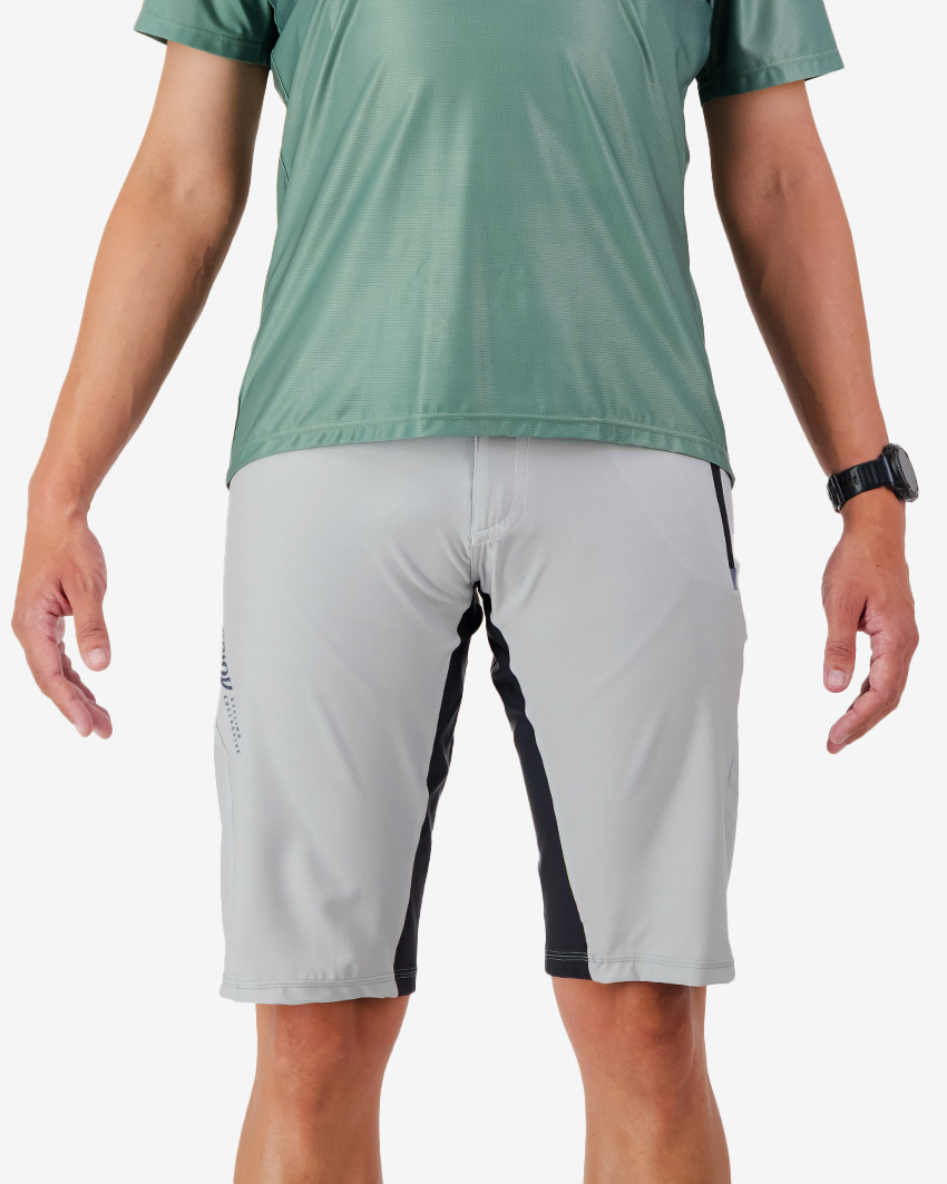 Front view of the Enjoy men's Aline Trail Shorts in Light Grey made by Enjoy.cc
