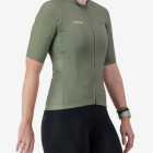 Side view of the Womens Supremium cycling jersey in a solid Olive colour way by Enjoy.cc