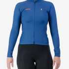 Front view of the Women's Supremium long sleeve cycling jersey in a solid Navy colour way by Enjoy.cc