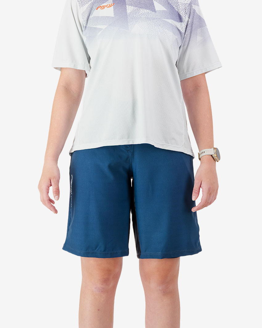 Front view of the Enjoy Women's Aline Trail Shorts in Petrol made by Enjoy.cc