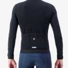 Back view of the Men's thermal race long sleeve jersey in mono Black colour way by Enjoy.cc