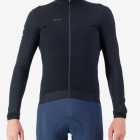 Front view of the Men's thermal race long sleeve jersey in mono Black colour way by Enjoy.cc