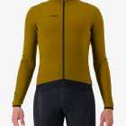 Front view of the Men's thermal race long sleeve jersey in a fresh Cumin colour way by Enjoy.cc