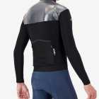 Side view of the Men's thermal shell long sleeve jersey in black and silver colour way by Enjoy.cc