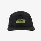 Front view of the unisex U-Flex 5 Panel Ripstop cap in Black with olive branding by Enjoy.cc