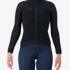 Front view of the Women's thermal race long sleeve jersey in mono Black colour way by Enjoy.cc