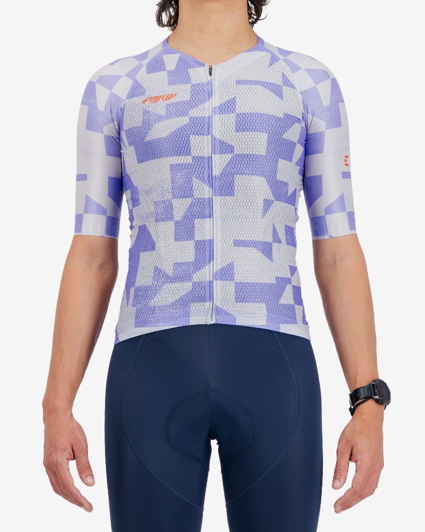 Mens-Cycle-Jersey-Climber-Geometric-Purple-Front
