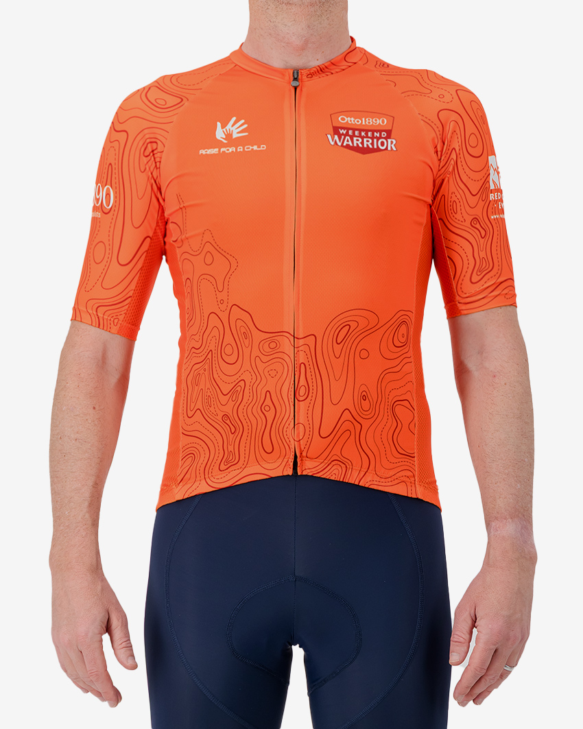 Mens-Cycle-Jersey-Supremium-Weekend-Warrior-Front Front view of the Mens Supremium cycling jersey for the Weekend Warrior MTB stage race.